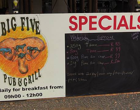 big five pub & grill sydafrika africa tours