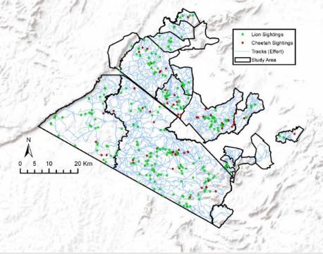 kort over dyr africa tours