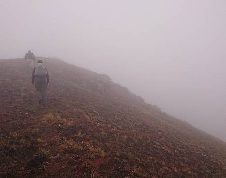 Tåge og regn på vandringen